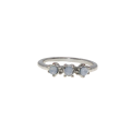 Ring - Silver Tone Band with 3 x Faux Opals -ML2979