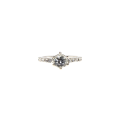 Ring - Silver Tone Dainty Fashion Ring. Small Diamante & Solitaire type Centre Stone - ML2990