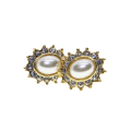 Earrings - Gold Tone Dainty Earrings. Centre Faux Pearl surrounded by Diamantes - ML3011