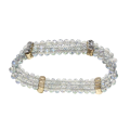 Bracelet - Silver Tone 3 Strand Ocean Blue Beaded Bracelet. Adjustable. 12 Diamantes - ML3016