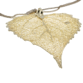 Necklace - Gold Dipped Aspen Leaf with Gold Tone Chain in Orginal Box - ML3023
