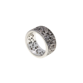 Ring - 925 Silver Parve Marcasite Band. Intricate Leaf Design - ML3049