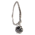 Necklace - 925 Silver Engelsrufer with Black Ball. Cubic Zirconia Crown Lobster Clasp - ML3051