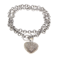 Necklace - 925 Chain. Heart Pendant. One side Glitter other side Heart cut outs. Key Clasp - ML3074