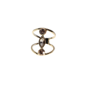 Ring - Gold Tone Fashion Ring. 3 Stack Champagne Pink Rhinestones - ML3092