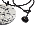 Necklace - Perspex/ Lace Pendant. Necklace Onyx Beads. 8th Wedding Anniversay Gift - ML3101