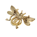 Brooch - Gold Tone Beetle Brooch. Wings Diamante detail. Green Rhinestone Eyes. Faux Pearl - ML3102