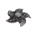 Brooch - Silver Tone & Gun Metal Tone Flower Design Brooch. Decorated with Diamantes - ML3104