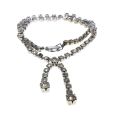 Necklace -  Silver Tone Paste Necklace. 2 pieces splitting of with larger Stones on Ends - ML1760B
