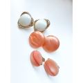 Earrings - Vintage Clip Ons. White & Gold Tone ML2014