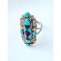 Ring - Vintage Ring. Navajo Jewellery. Turquoise. Stamped "BY-Sterling" ML2015