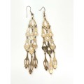 Earrings - Gold Tone Chandelier Statement Drop Earrings with Small Diamantes ML2035
