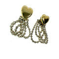 Earrings - Vintage Silver/Gold Tone Earrings. Gold Tone Heart, Small Silver Tone String - ML2058
