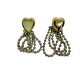 Earrings - Vintage Silver/Gold Tone Earrings. Gold Tone Heart, Small Silver Tone String - ML2058