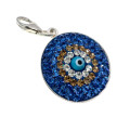 Pendant - 925 Silver with Clear and Blue Stones Surrounding the Evil Eye - ML2083