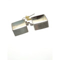 Earrings - Silver Tone Angled Box Earrings For Pierced Ears - ML2088