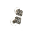 Earrings - Silver Tone Stud Earrings with Different Sizes Crystal type Stones - ML2102