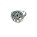 Ring - 925 Silver Vintage Halo Stone/Diamante Studded Cocktail Ring - ML2113