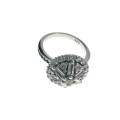 Ring - 925 Silver Vintage Halo Stone/Diamante Studded Cocktail Ring - ML2113