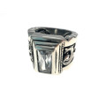 Ring - Silver Tone with Filigree Design and Large Clear Centre Stone - ML2114