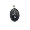 Pendant - Vintage 925 Silver Oval-Shaped Pendant with Crystal Stones and Lab Grown Ruby - ML2134