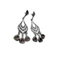 Earrings - Vintage 925 Silver Earrings with Dangly Hearts. 3 Different Colour Stones - ML2149