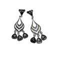 Earrings - Vintage 925 Silver Earrings with Dangly Hearts. 3 Different Colour Stones - ML2149
