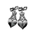 Earrings - Vintage Silver Tone Heart Shape Earrings with Marcasite Design - ML2155
