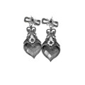 Earrings - Vintage Silver Tone Heart Shape Earrings with Marcasite Design - ML2155