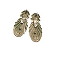 Earrings - Gold Tone Dangle Earrings with 3 Diamantes for Pierced Ears - ML2161