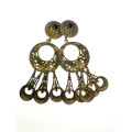 Earrings -  Vintage Silver and Gold Tone Dangly Earrings. Filigree Design. - ML2164