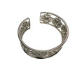 Bracelet - Vintage Silver Tone Filigree Cuff Bracelet - Flower Design - ML2168
