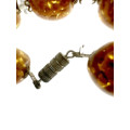 Necklace - Vintage Amber Glass Colour Beads. Small White Transparent Beads - Screw Clasp - ML2179