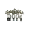 Hair Comb - Vintage Silver Tone Hair Comb with Floral Design and Diamante Stones - ML2181