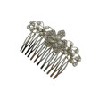 Hair Comb - Vintage Silver Tone Hair Comb with Floral Design and Diamante Stones - ML2181