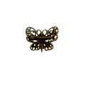 Brooch - Vintage Bronze Tone Filigree Butterfly Brooch with 3 x Diamantes - ML2185