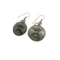 Earrings - Vintage Moon Face Earrings. Double Sided (Happy and Angry) Silver Tone - ML2186