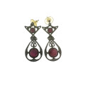 Earrings - Vintage Ornate Silver Tone Earrings with 2 x Pink Stones in Each - ML2187