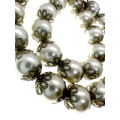 Necklace - Vintage Silver Tone Beaded Necklace with Lace Style Clasps on Each Bead - ML2192