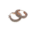 Earrings - Vintage 925 Silver Rose Gold Colour Earrings with 2 rows of Diamante Stones - ML2200