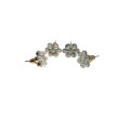 Earrings - Vintage Silver Tone Flower Earrings Set of 2 Diamantes and Pearly Beads - ML2212