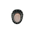 Ring - Vintage Silver Tone Marcasite Ring with Rose Quartz Type Stone - ML2214