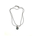 Necklace - Vintage Silver Tone Snake Necklace with Glitter Ball and Coloured Rhinestones - ML2225
