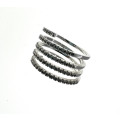 Ring - Vintage Silver Tone Spiral Ring with Diamantes - ML2239