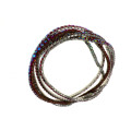 Bracelets - 6 x Stretch Bracelets Diamantes and Coloured Rhinestones with Silver Tone Base - ML2240