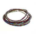 Bracelets - 6 x Stretch Bracelets Diamantes and Coloured Rhinestones with Silver Tone Base - ML2240