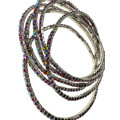 Bracelets - 6 x Fashion Stretch Bracelets and Coloured Rhinestones with Silver Tone Base - ML2243
