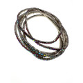 Bracelets - 3 x Stretch Bracelets with Diamantes. 3 x Coloured Rhinestones. Silver Tone Base - ML...