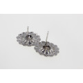 Earrings - Vintage 925 Silver Filigree Flower Earrings with Diamantes - ML2251