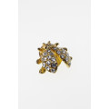 Brooch Pin - Vintage Gold Tone Ladybug with Diamantes - ML2256